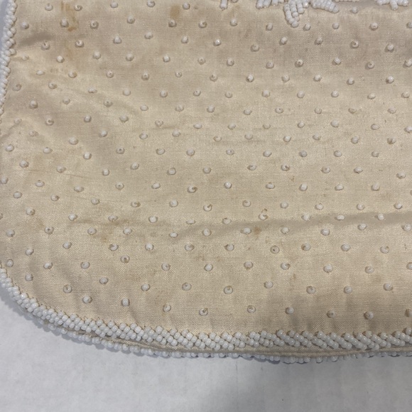 MAGID Pure Silk Cream Beaded Bag with Snowflake Design from Bonwit Teller - Picture 10 of 11